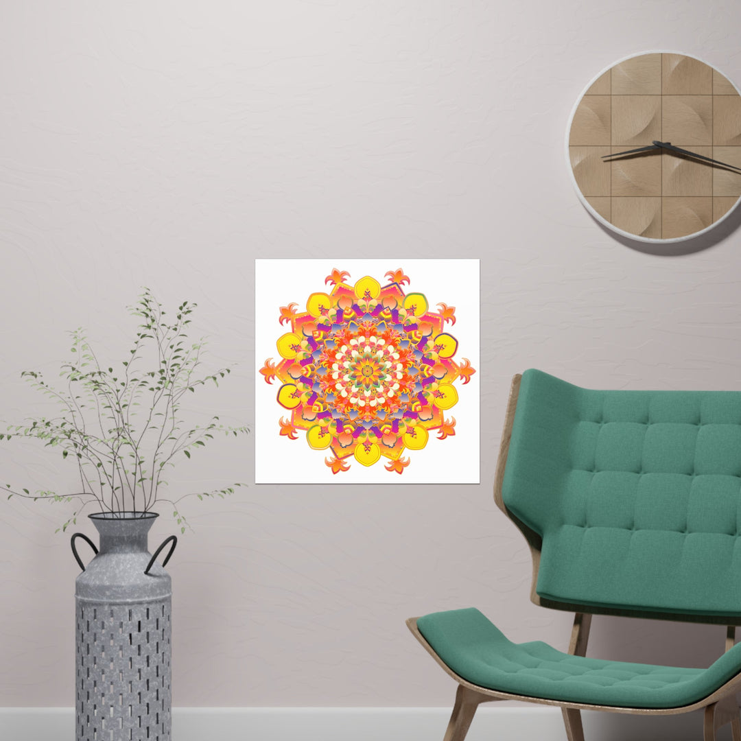 Vibrant Mandala Poster - Colorful Floral Design Poster - Blululi