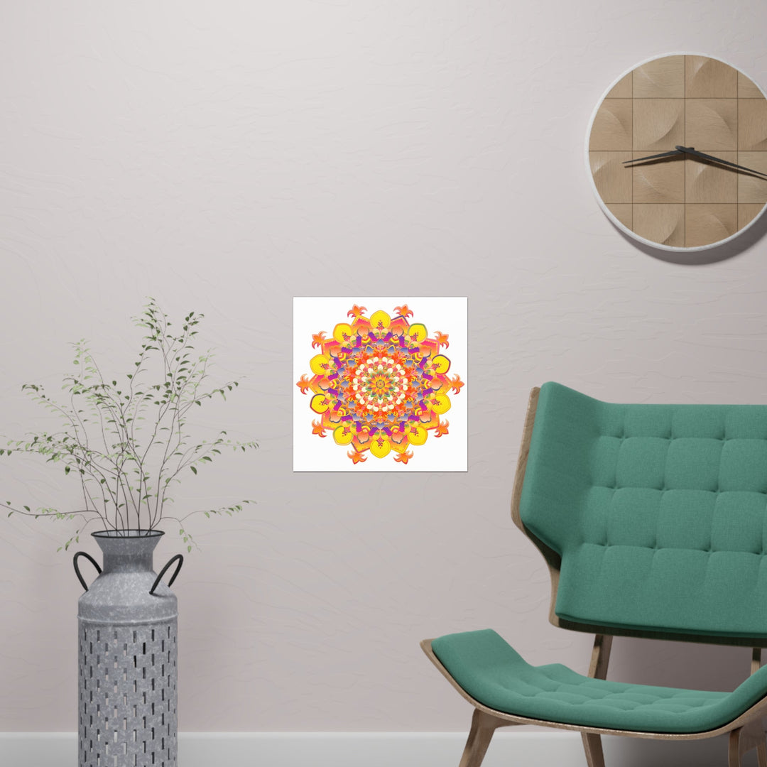 Vibrant Mandala Poster - Colorful Floral Design Poster - Blululi