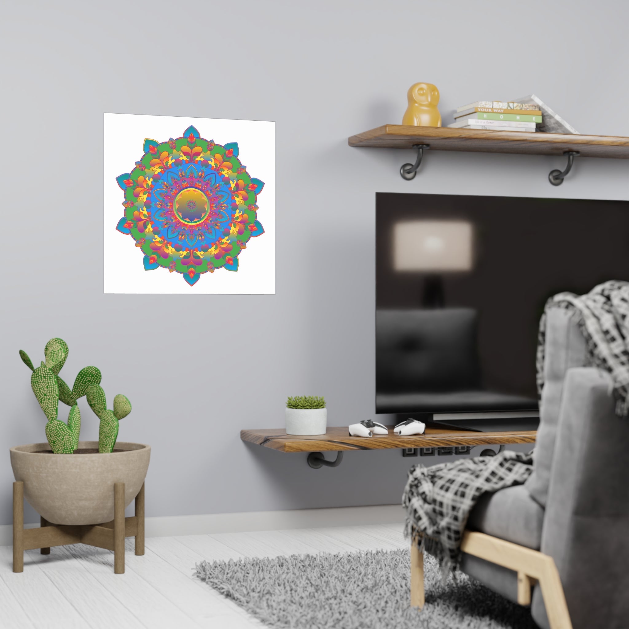 Vibrant Mandala Poster - Colorful Geometric Art Poster - Blululi