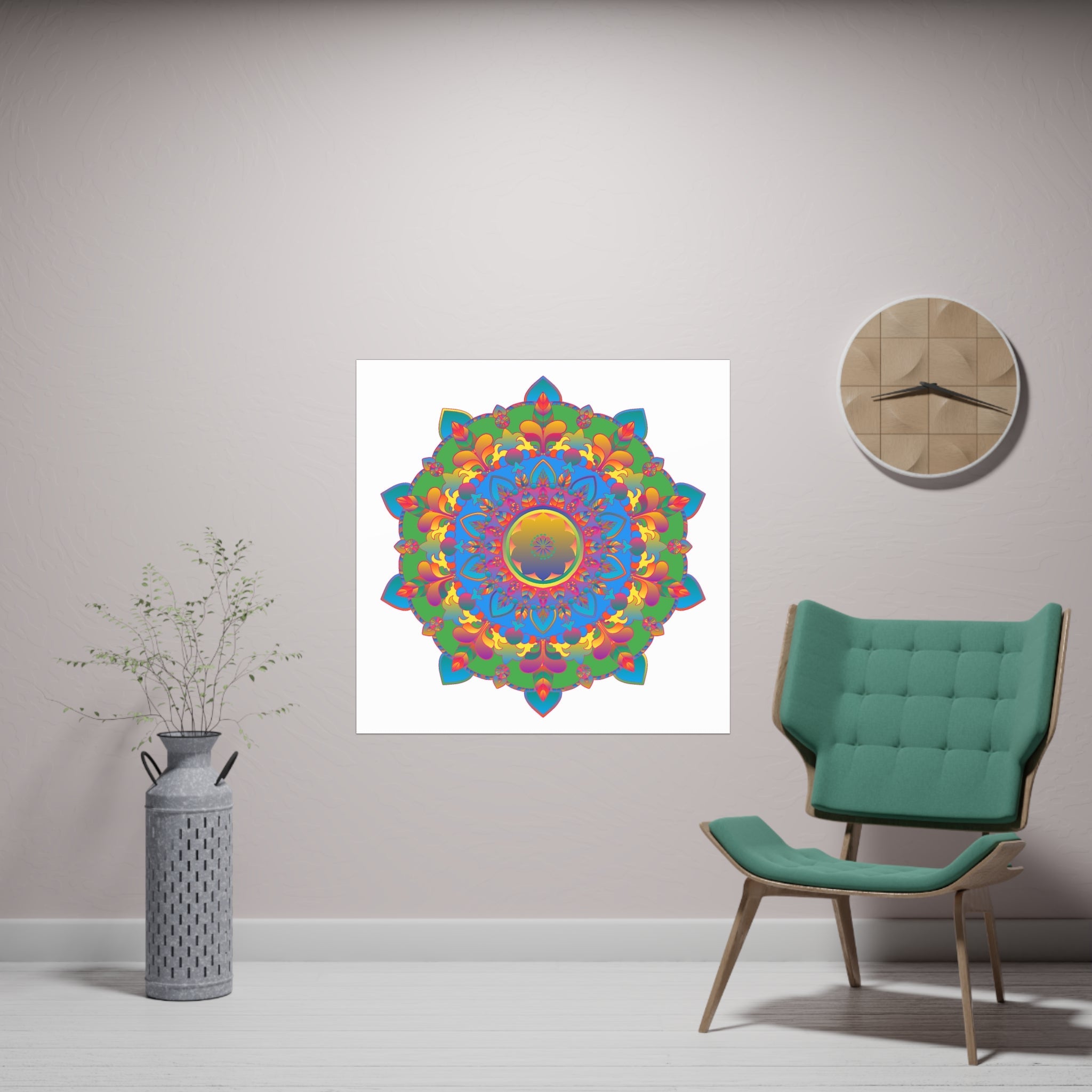 Vibrant Mandala Poster - Colorful Geometric Art Poster - Blululi