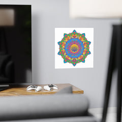 Vibrant Mandala Poster - Colorful Geometric Art Poster - Blululi