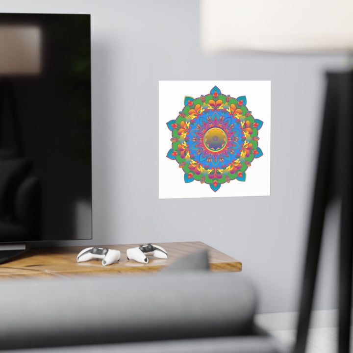 Vibrant Mandala Poster - Colorful Geometric Art Poster - Blululi