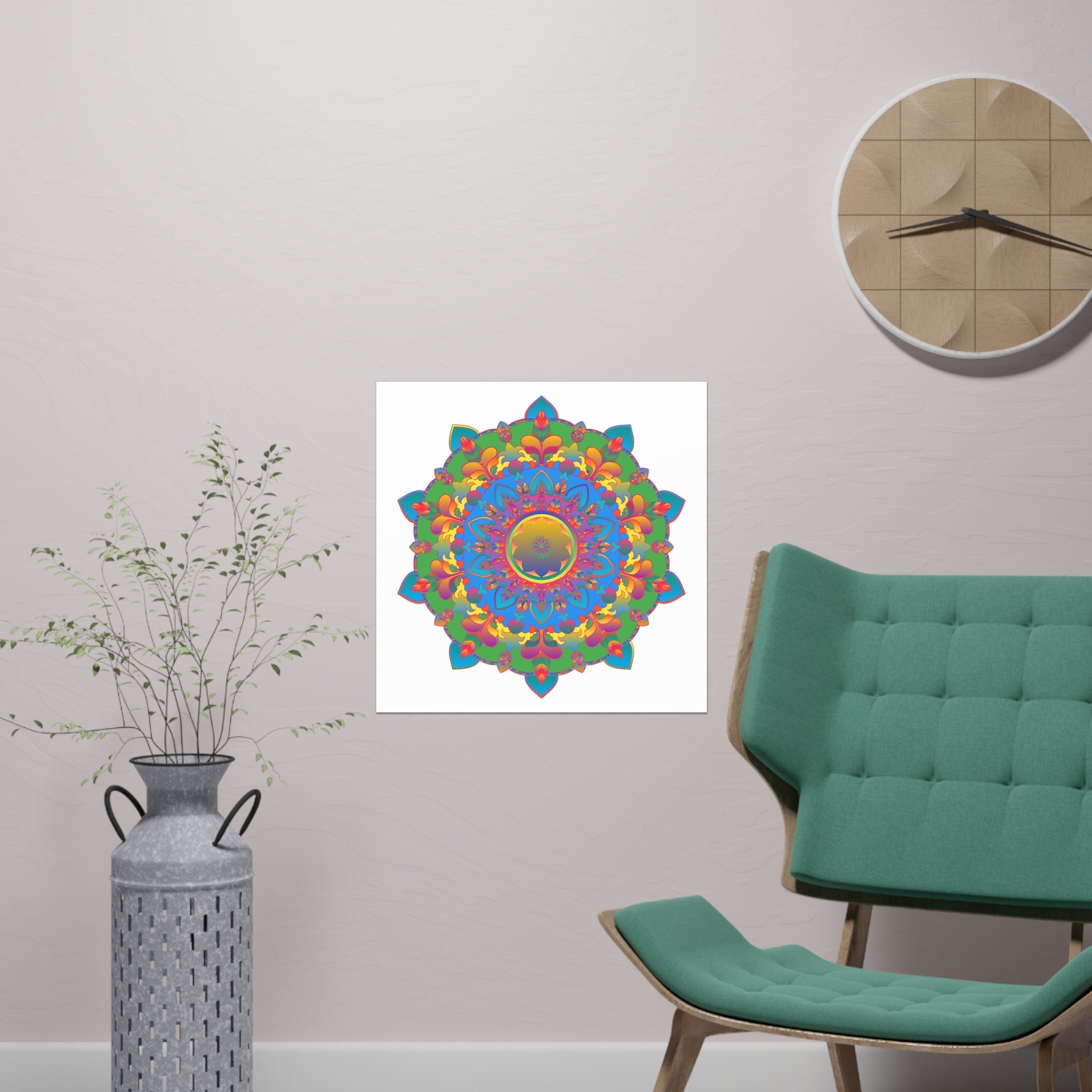 Vibrant Mandala Poster - Colorful Geometric Art Poster - Blululi