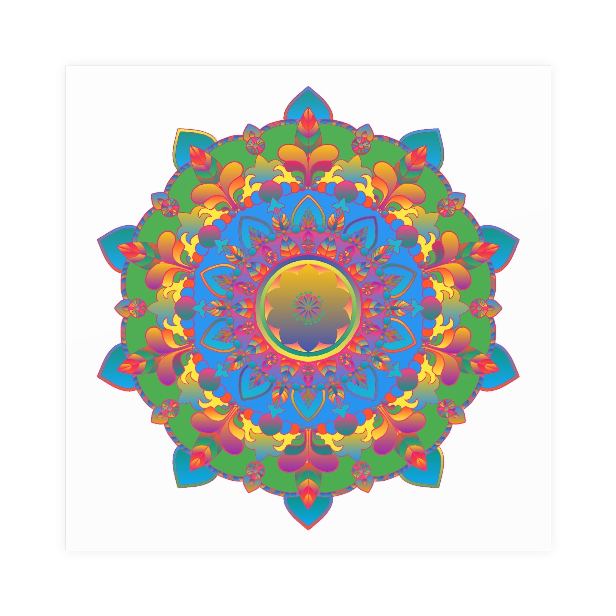 Vibrant Mandala Poster - Colorful Geometric Art Poster - Blululi