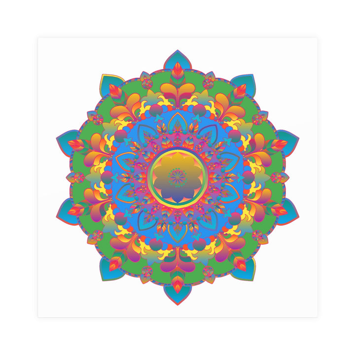 Vibrant Mandala Poster - Colorful Geometric Art Poster - Blululi