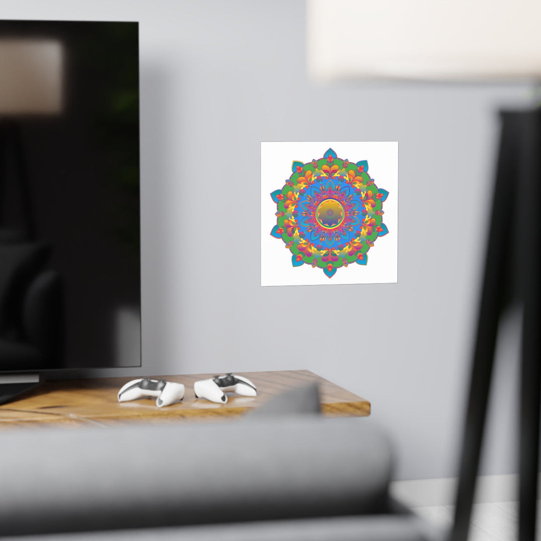 Vibrant Mandala Poster - Colorful Geometric Art Poster - Blululi