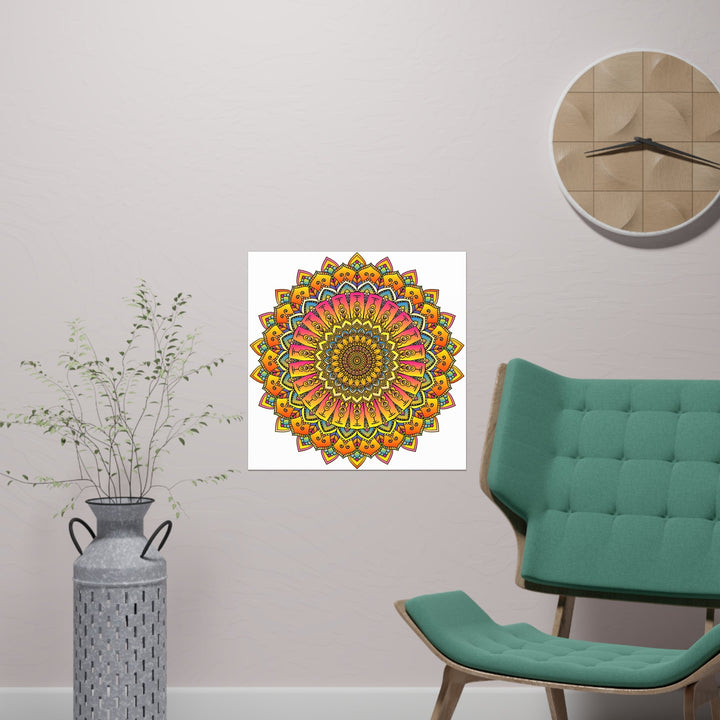 Vibrant Mandala Poster - Colorful & Intricate Poster - Blululi