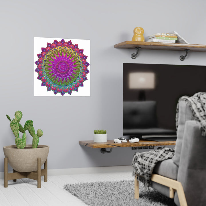 Vibrant Mandala Poster - Geometric Art Print Poster - Blululi