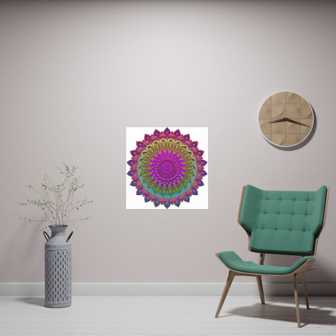 Vibrant Mandala Poster - Geometric Art Print Poster - Blululi