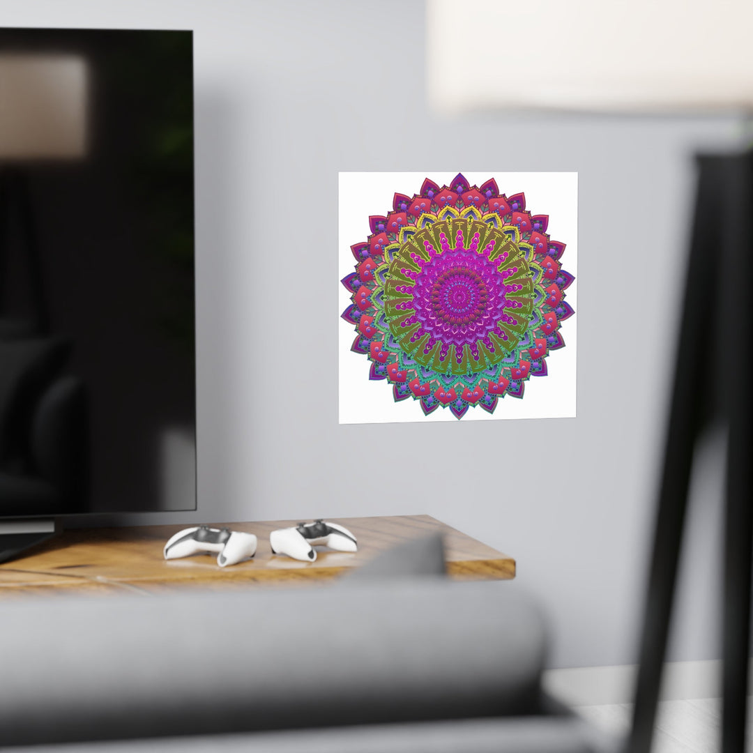 Vibrant Mandala Poster - Geometric Art Print Poster - Blululi