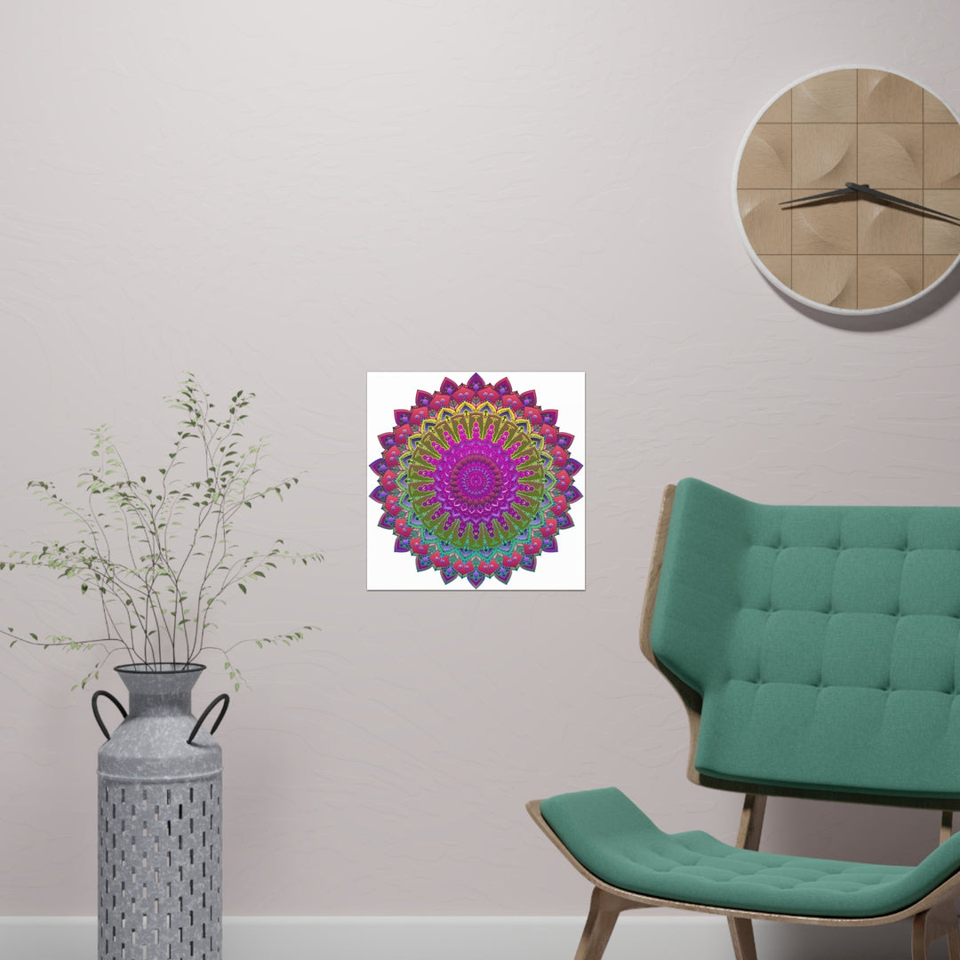 Vibrant Mandala Poster - Geometric Art Print Poster - Blululi