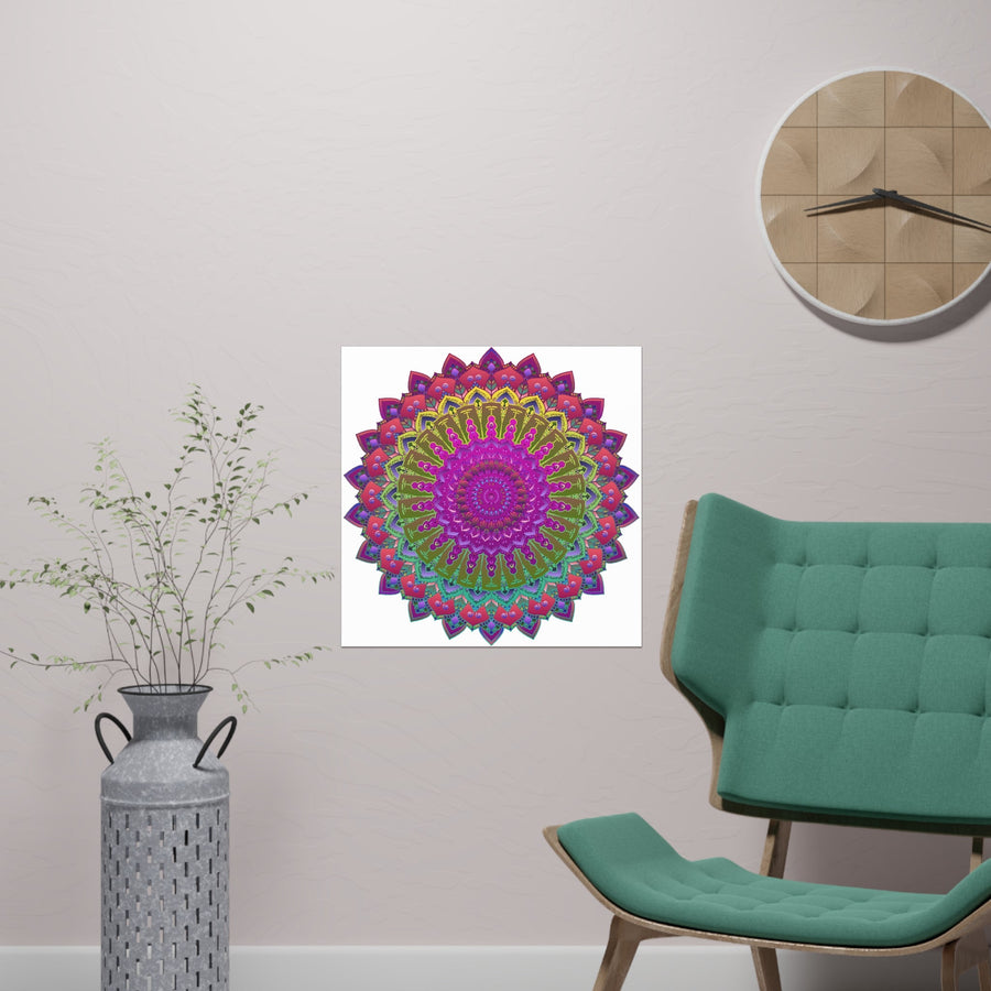 Vibrant Mandala Poster - Geometric Art Print Poster - Blululi