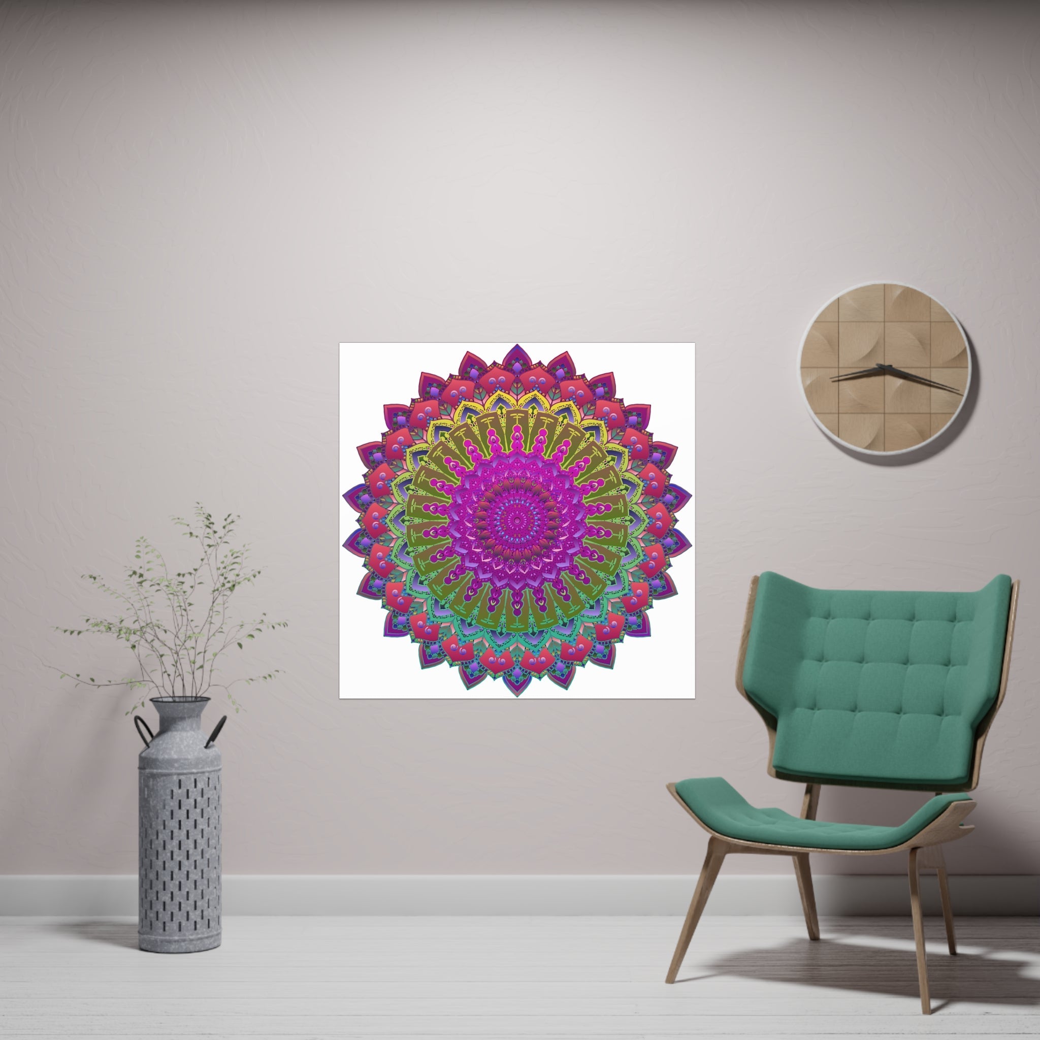 Vibrant Mandala Poster - Geometric Art Print Poster - Blululi