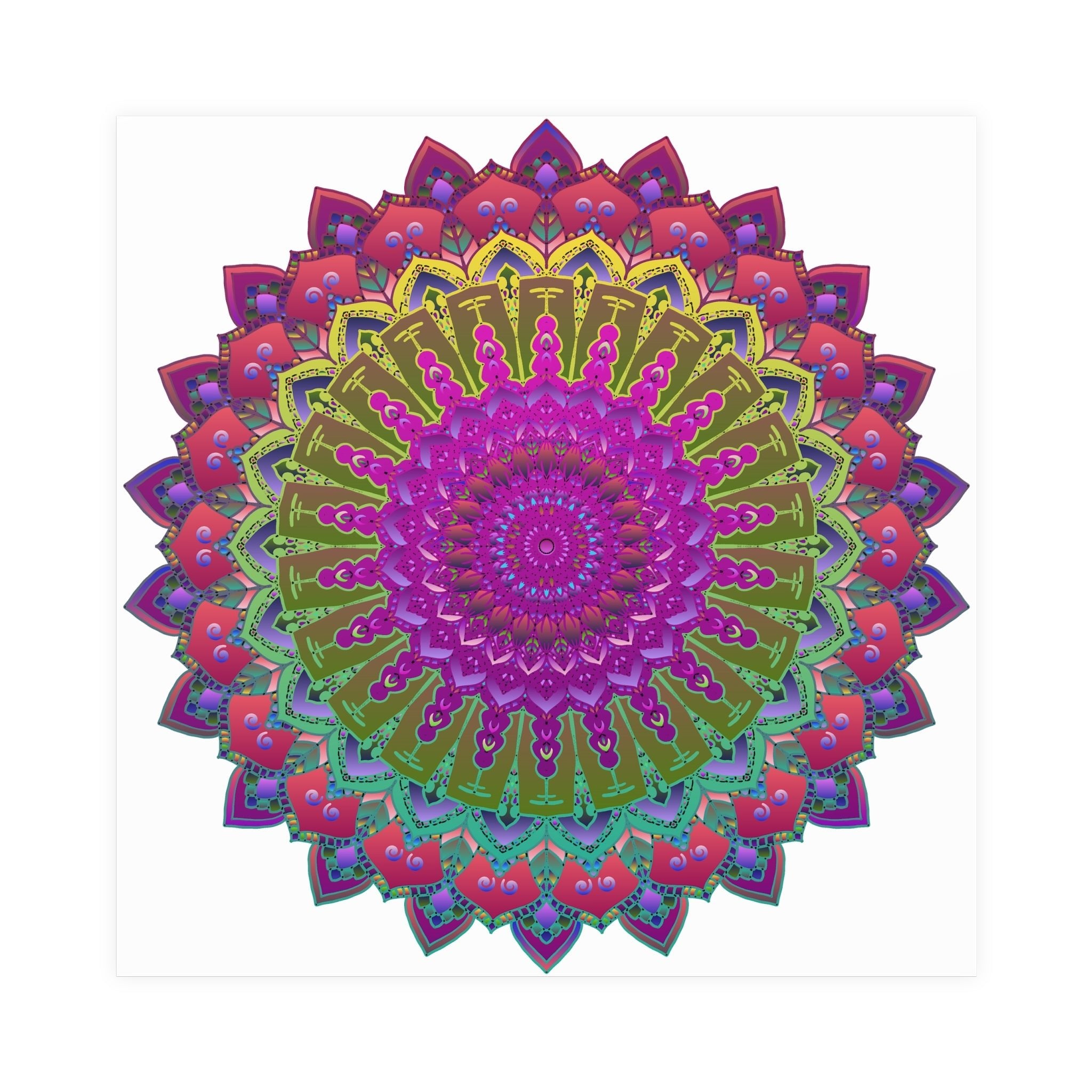 Vibrant Mandala Poster - Geometric Art Print Poster - Blululi