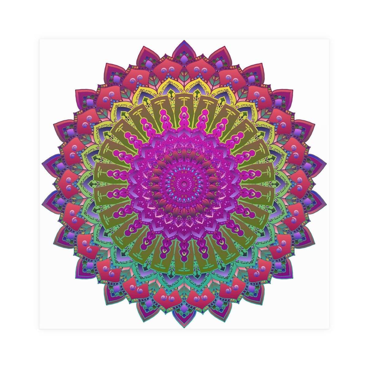 Vibrant Mandala Poster - Geometric Art Print Poster - Blululi