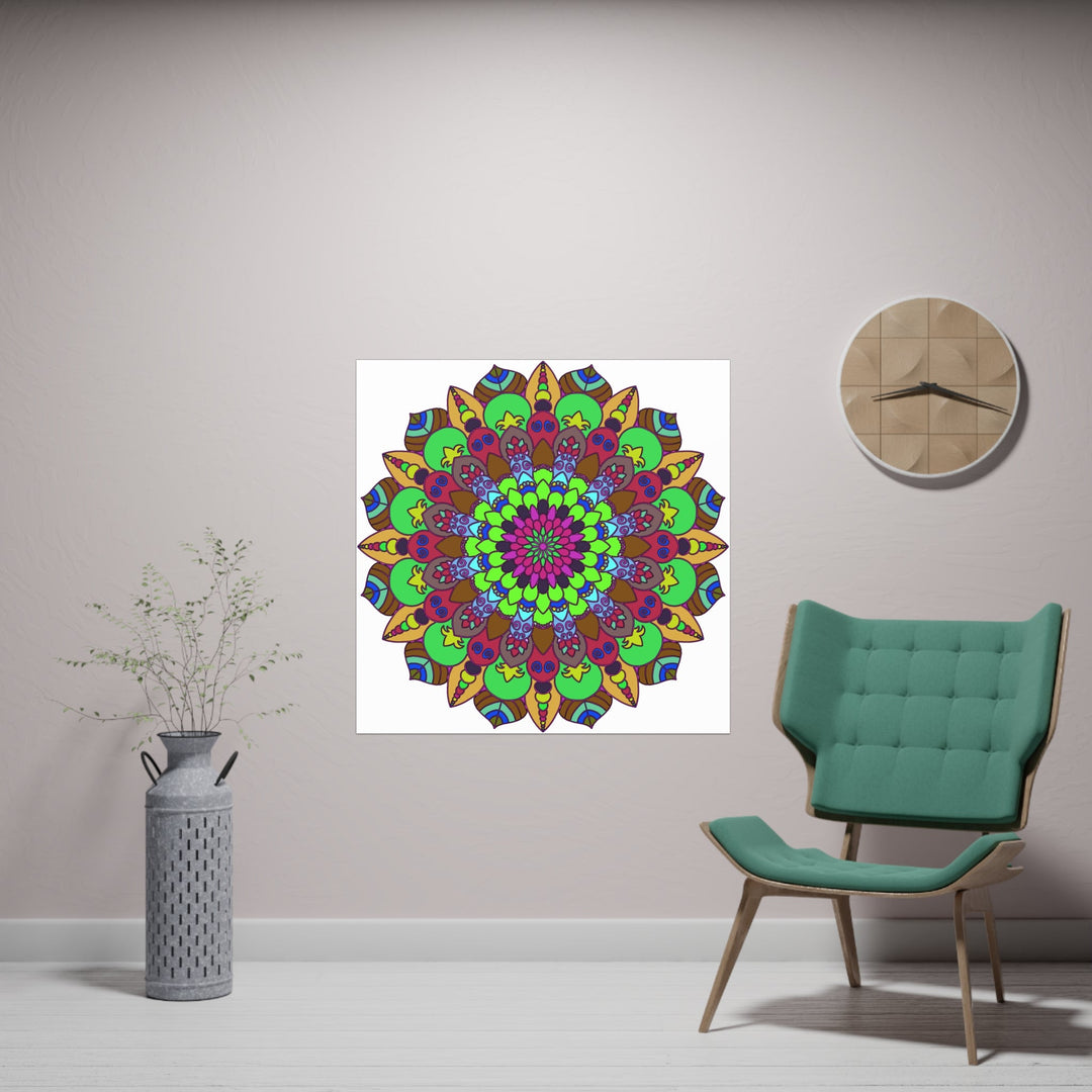 Vibrant Mandala Poster - Peace & Harmony Art Poster - Blululi