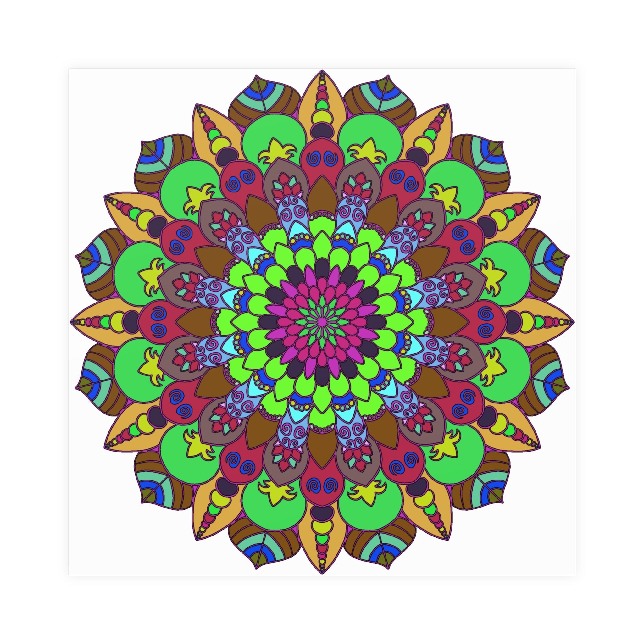 Vibrant Mandala Poster - Peace & Harmony Art Poster - Blululi