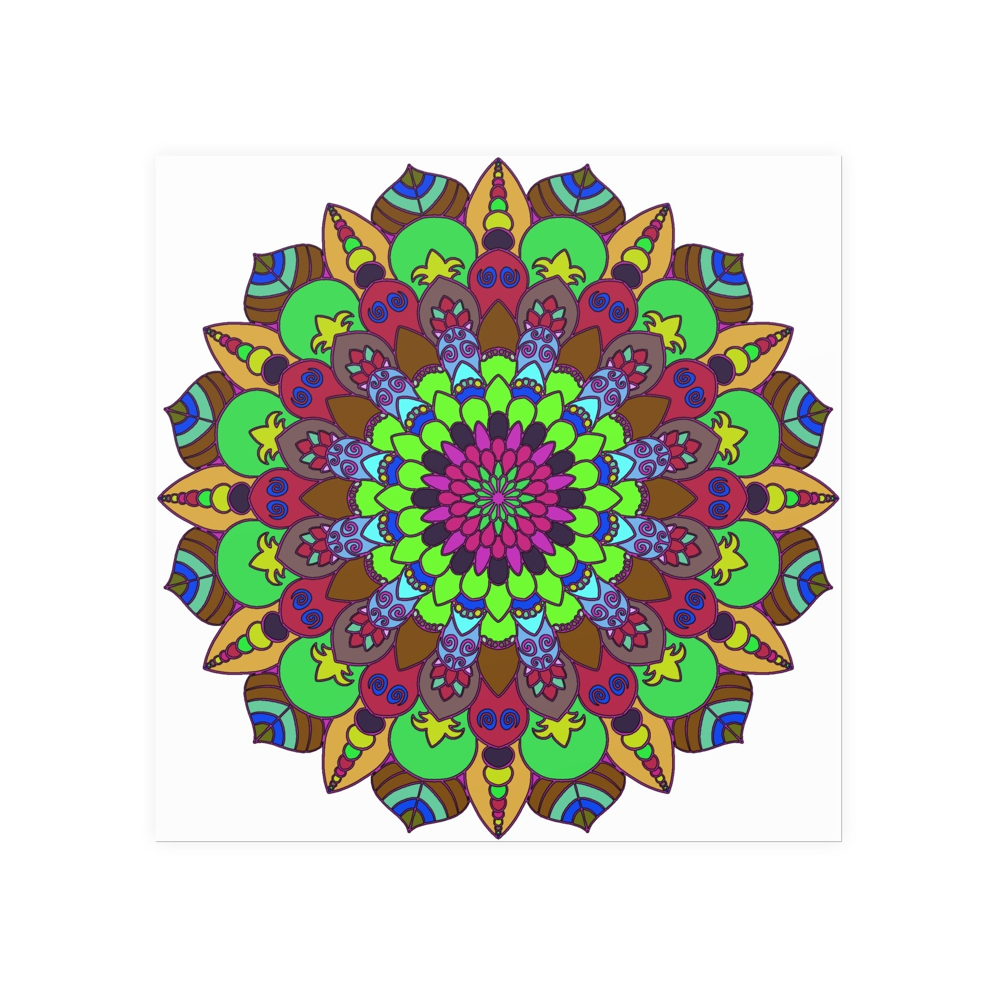 Vibrant Mandala Poster - Peace & Harmony Art Poster - Blululi