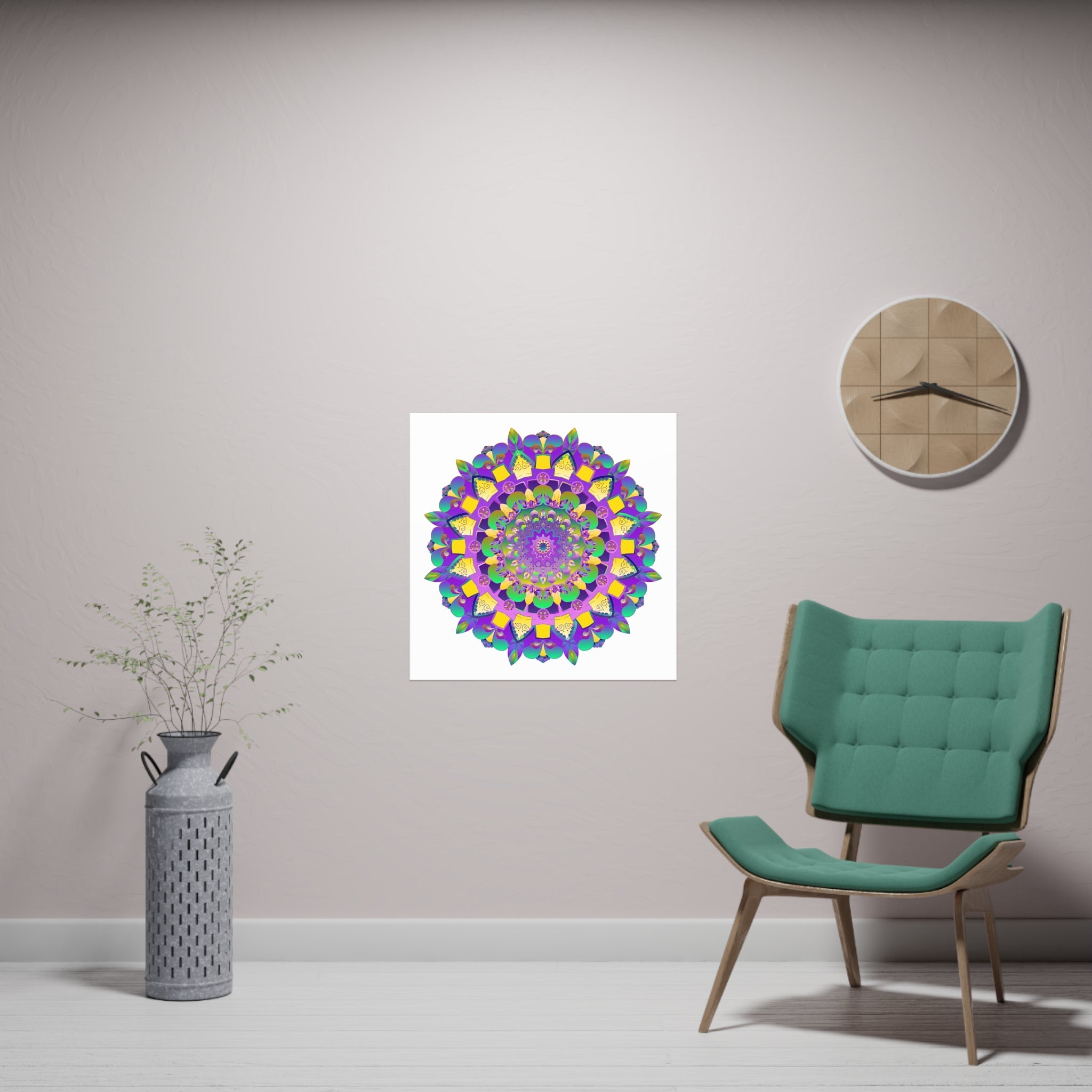 Vibrant Mandala Poster - Purple, Yellow, Green Poster - Blululi