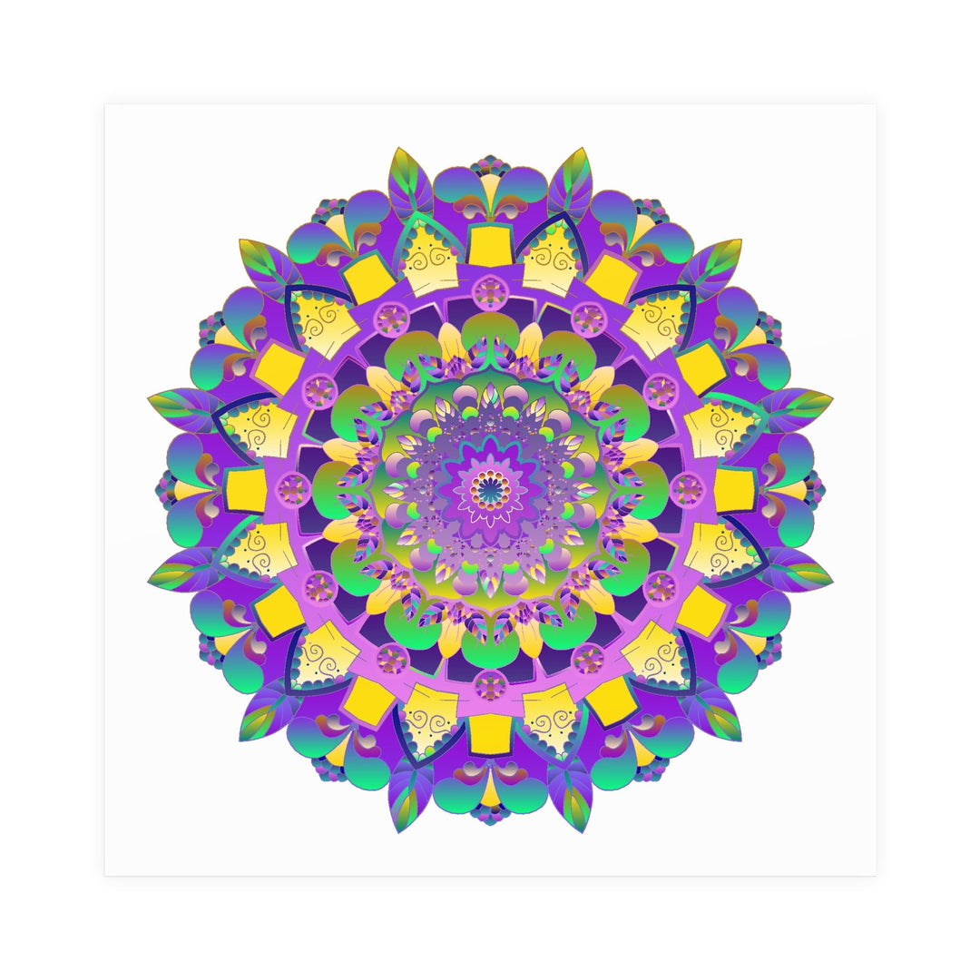 Vibrant Mandala Poster - Purple, Yellow, Green Poster - Blululi