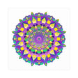 Vibrant Mandala Poster - Purple, Yellow, Green Poster - Blululi