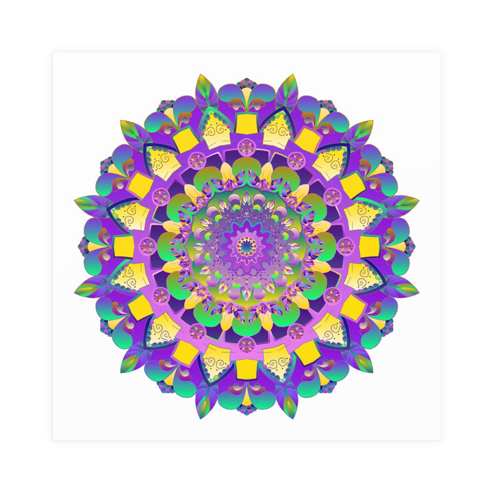 Vibrant Mandala Poster - Purple, Yellow, Green Poster - Blululi