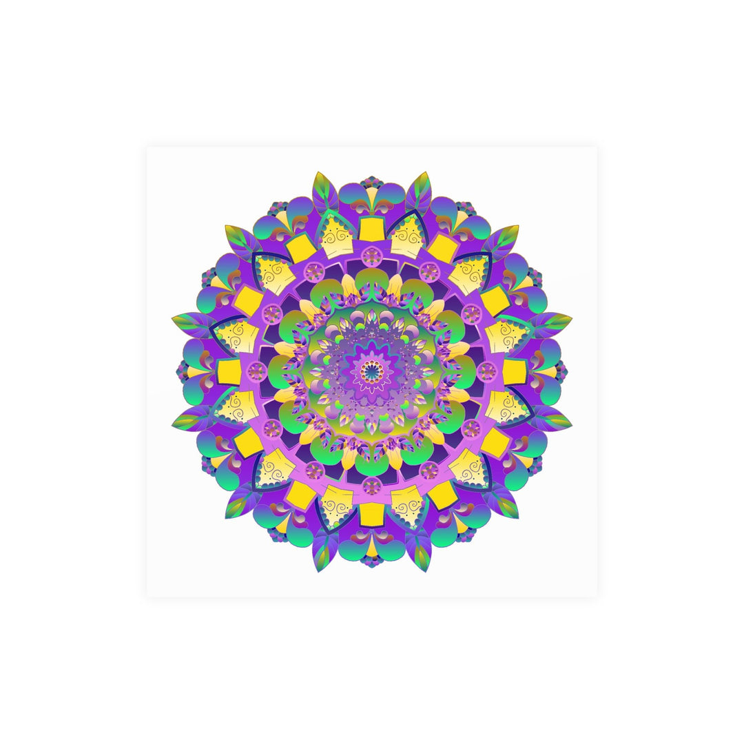 Vibrant Mandala Poster - Purple, Yellow, Green Poster - Blululi