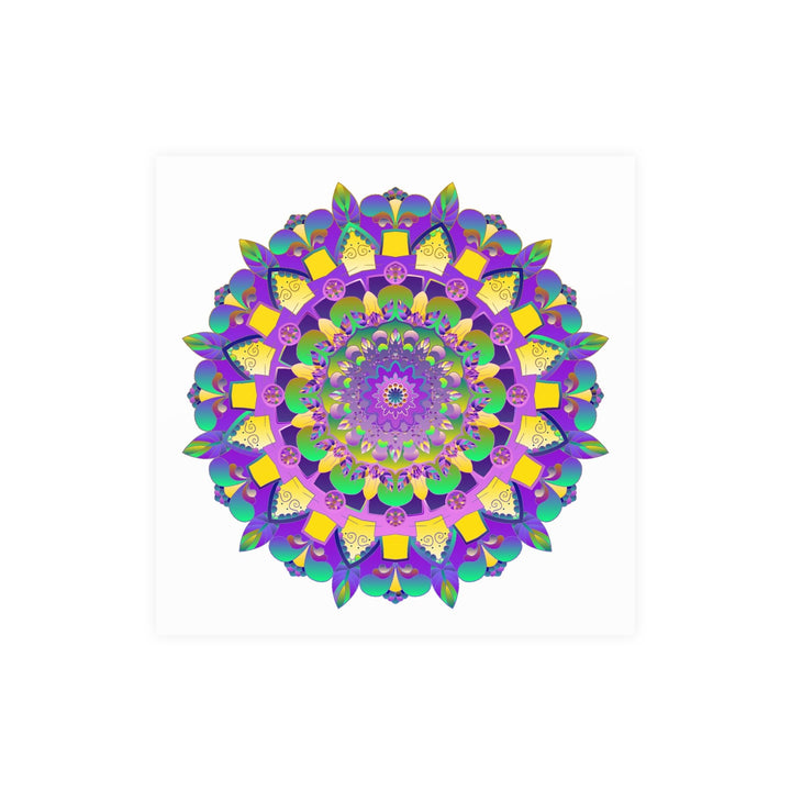 Vibrant Mandala Poster - Purple, Yellow, Green Poster - Blululi