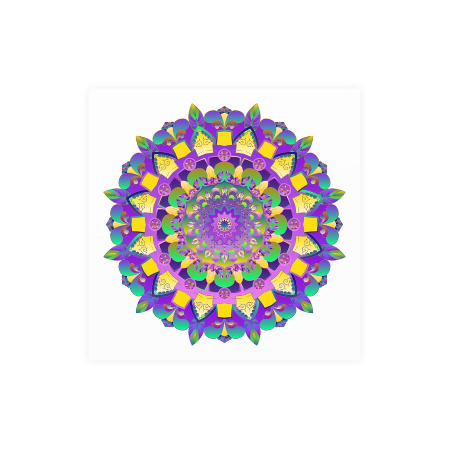 Vibrant Mandala Poster - Purple, Yellow, Green Poster - Blululi