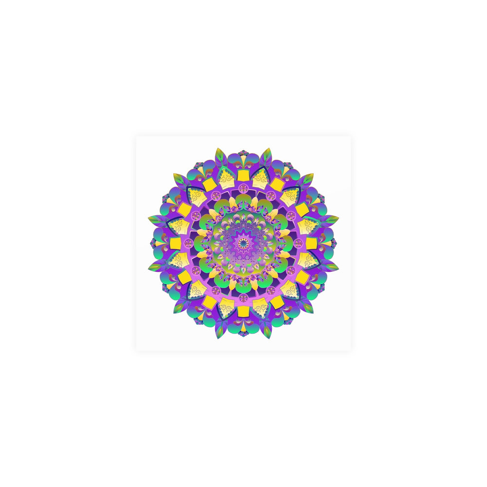 Vibrant Mandala Poster - Purple, Yellow, Green Poster - Blululi