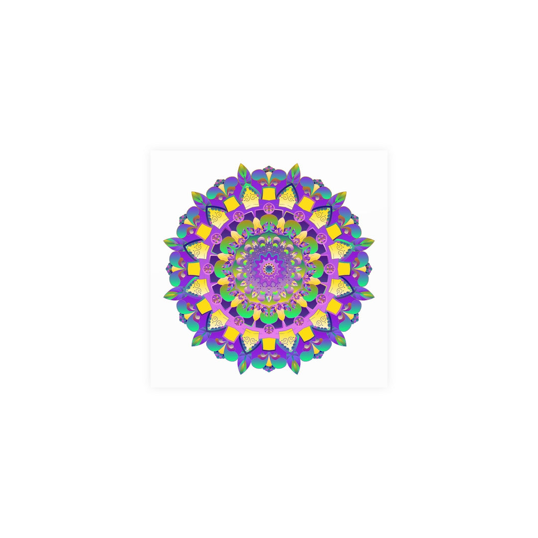 Vibrant Mandala Poster - Purple, Yellow, Green Poster - Blululi