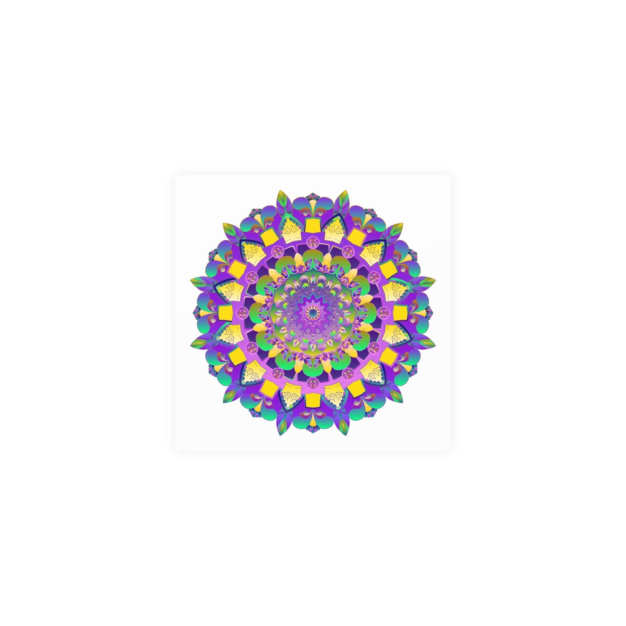 Vibrant Mandala Poster - Purple, Yellow, Green Poster - Blululi