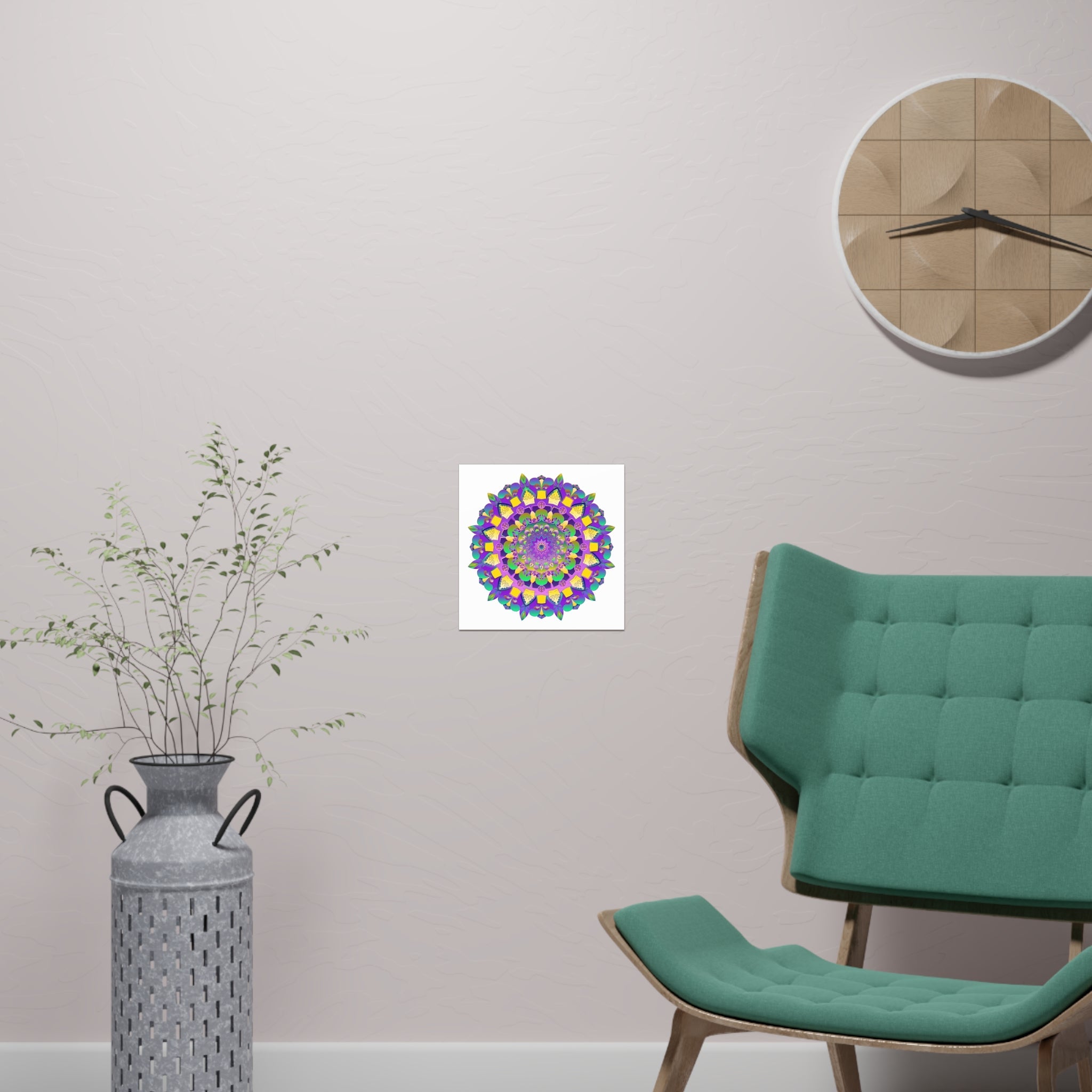 Vibrant Mandala Poster - Purple, Yellow, Green Poster - Blululi