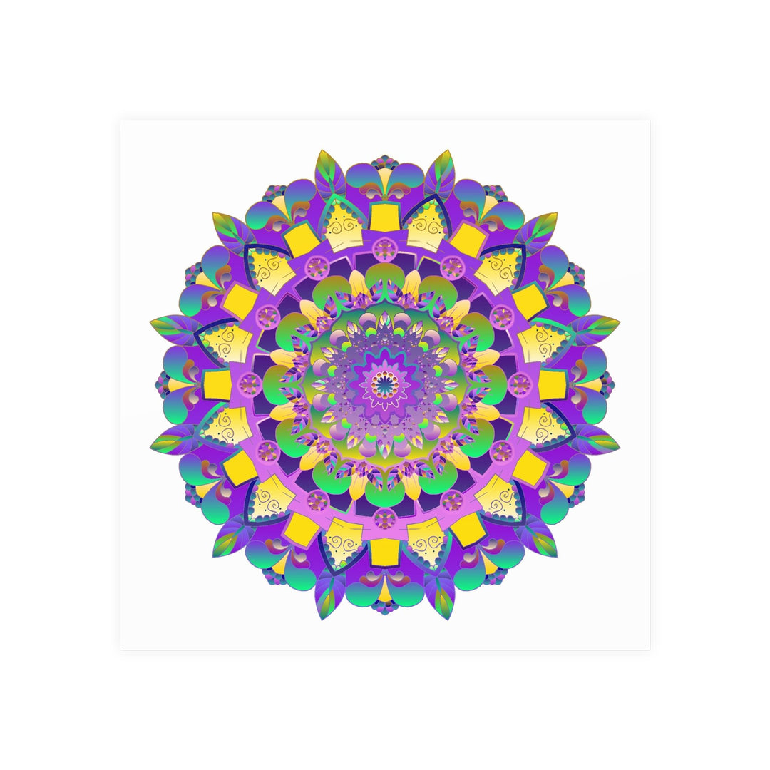 Vibrant Mandala Poster - Purple, Yellow, Green Poster - Blululi