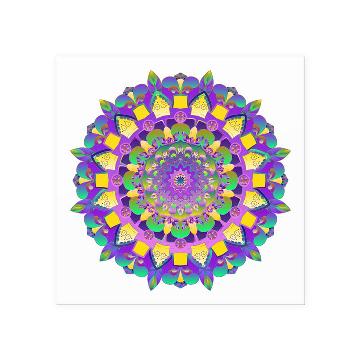 Vibrant Mandala Poster - Purple, Yellow, Green Poster - Blululi