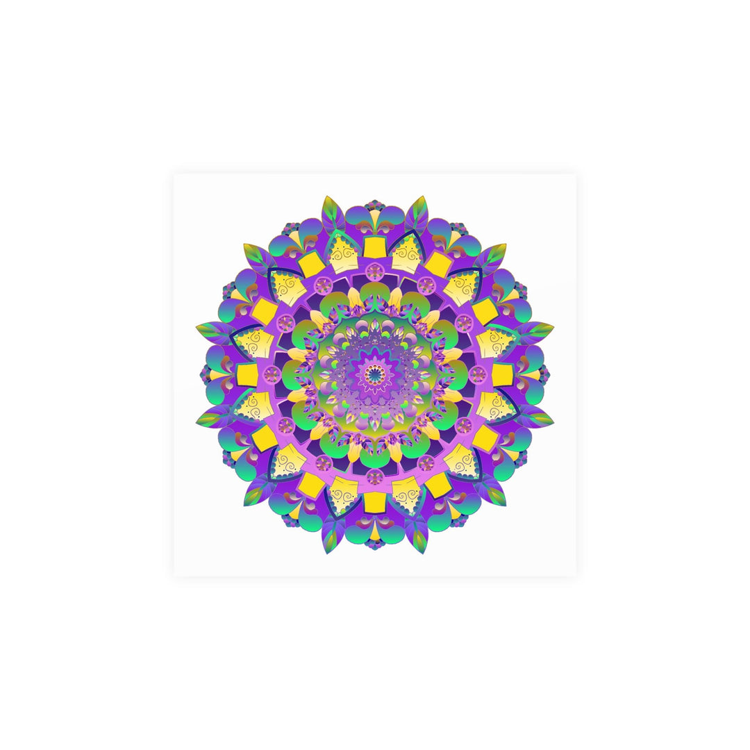 Vibrant Mandala Poster - Purple, Yellow, Green Poster - Blululi