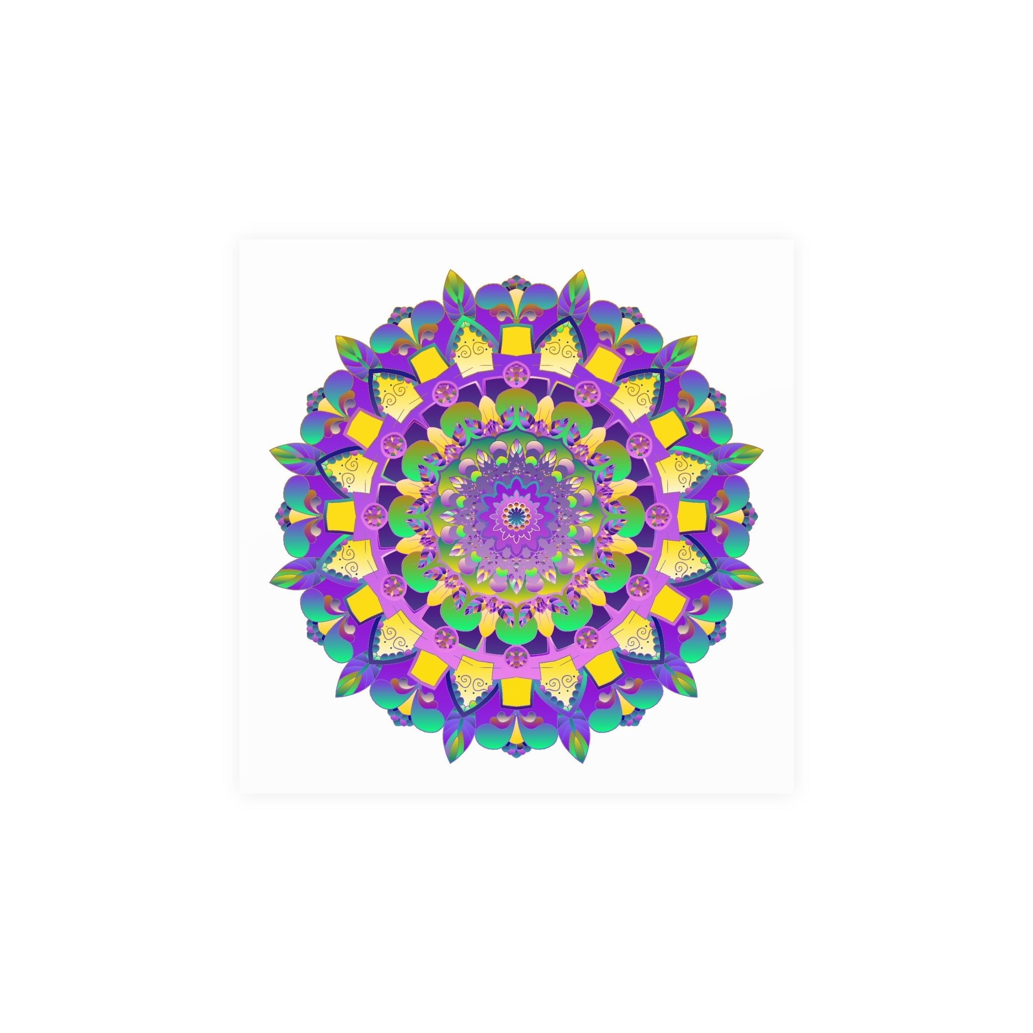 Vibrant Mandala Poster - Purple, Yellow, Green Poster - Blululi