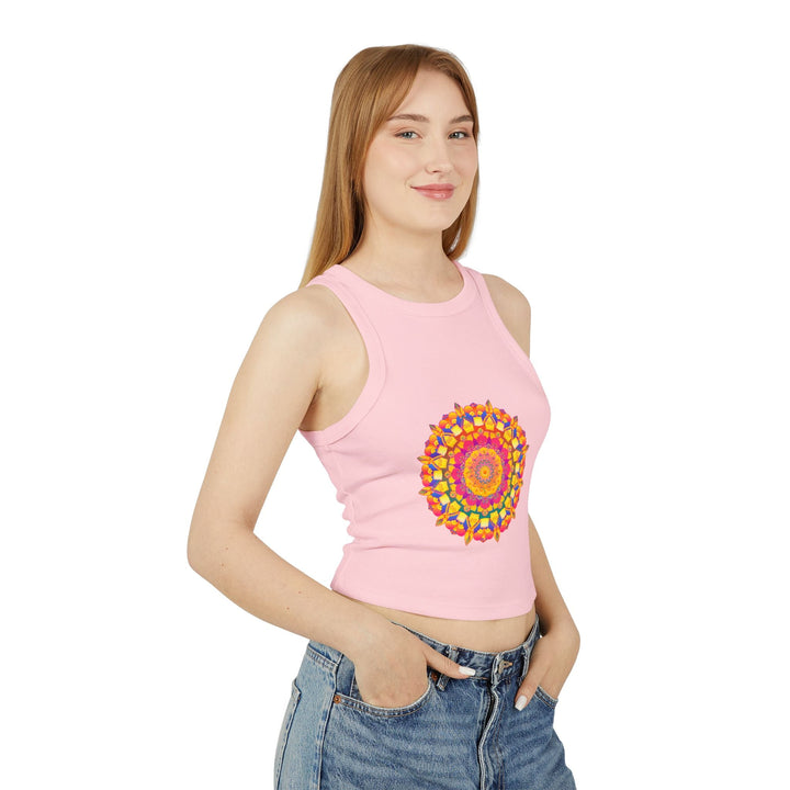 Vibrant Mandala Racerback Tank Top - Boho Style Tank Top - Blululi