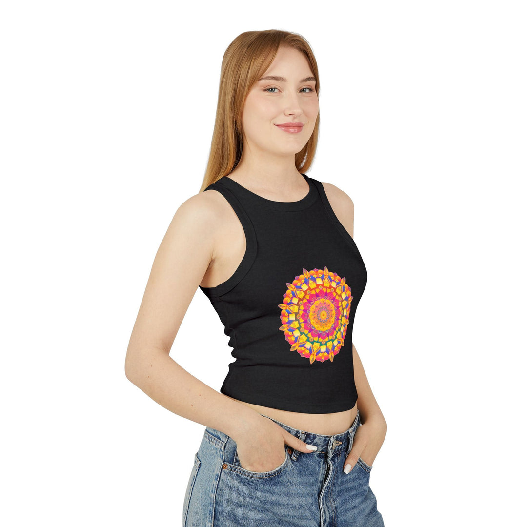 Vibrant Mandala Racerback Tank Top - Boho Style Tank Top - Blululi