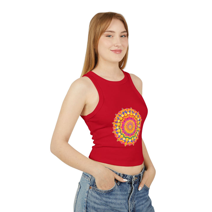 Vibrant Mandala Racerback Tank Top - Boho Style Tank Top - Blululi