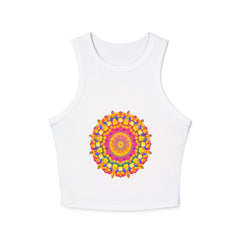 Vibrant Mandala Racerback Tank Top - Boho Style Tank Top - Blululi