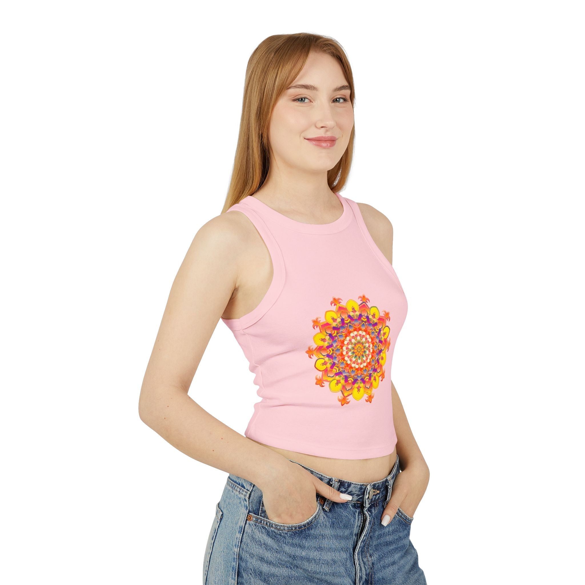 Vibrant Mandala Racerback Tank Top - Hand Drawn Tank Top - Blululi