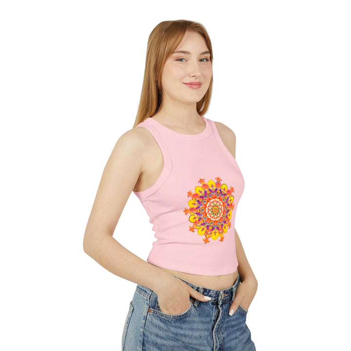 Vibrant Mandala Racerback Tank Top - Hand Drawn Tank Top - Blululi