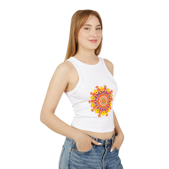 Vibrant Mandala Racerback Tank Top - Hand Drawn Tank Top - Blululi