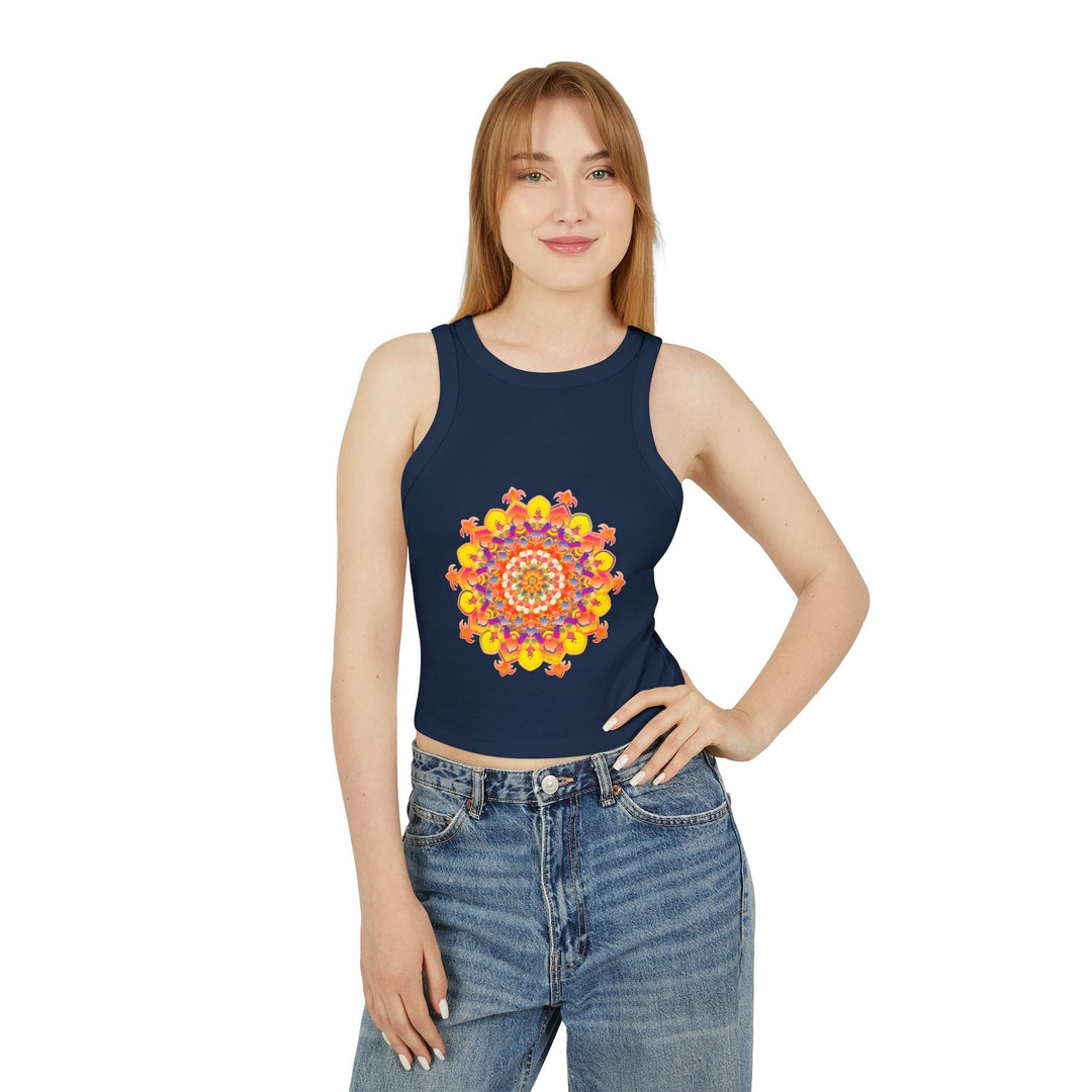 Vibrant Mandala Racerback Tank Top - Hand Drawn Tank Top - Blululi