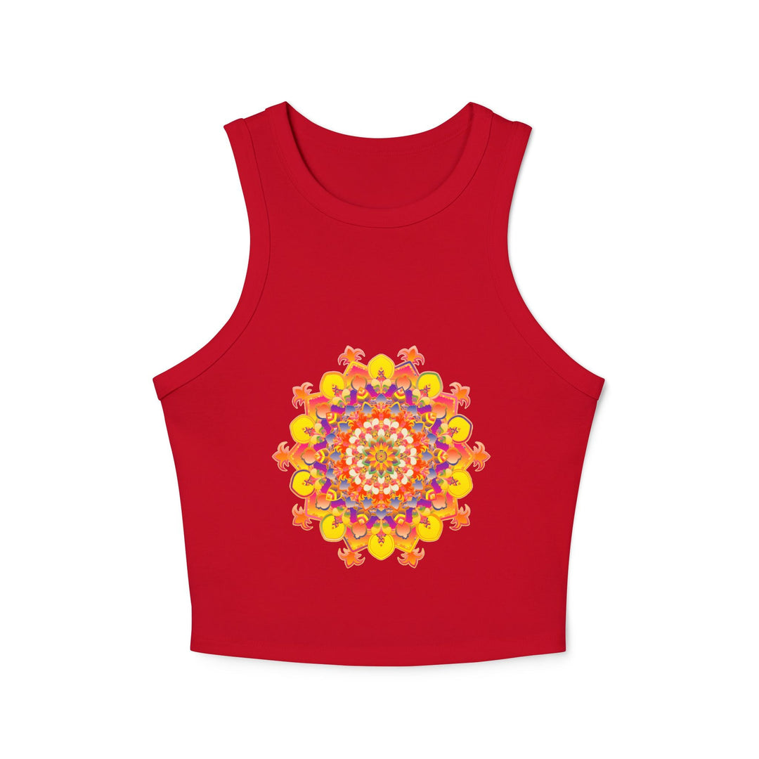 Vibrant Mandala Racerback Tank Top - Hand Drawn Tank Top - Blululi