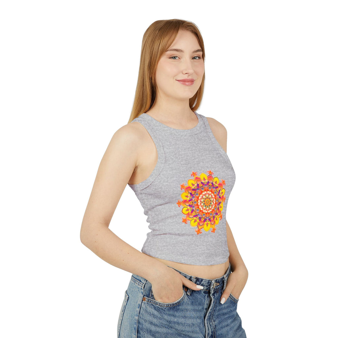 Vibrant Mandala Racerback Tank Top - Hand Drawn Tank Top - Blululi