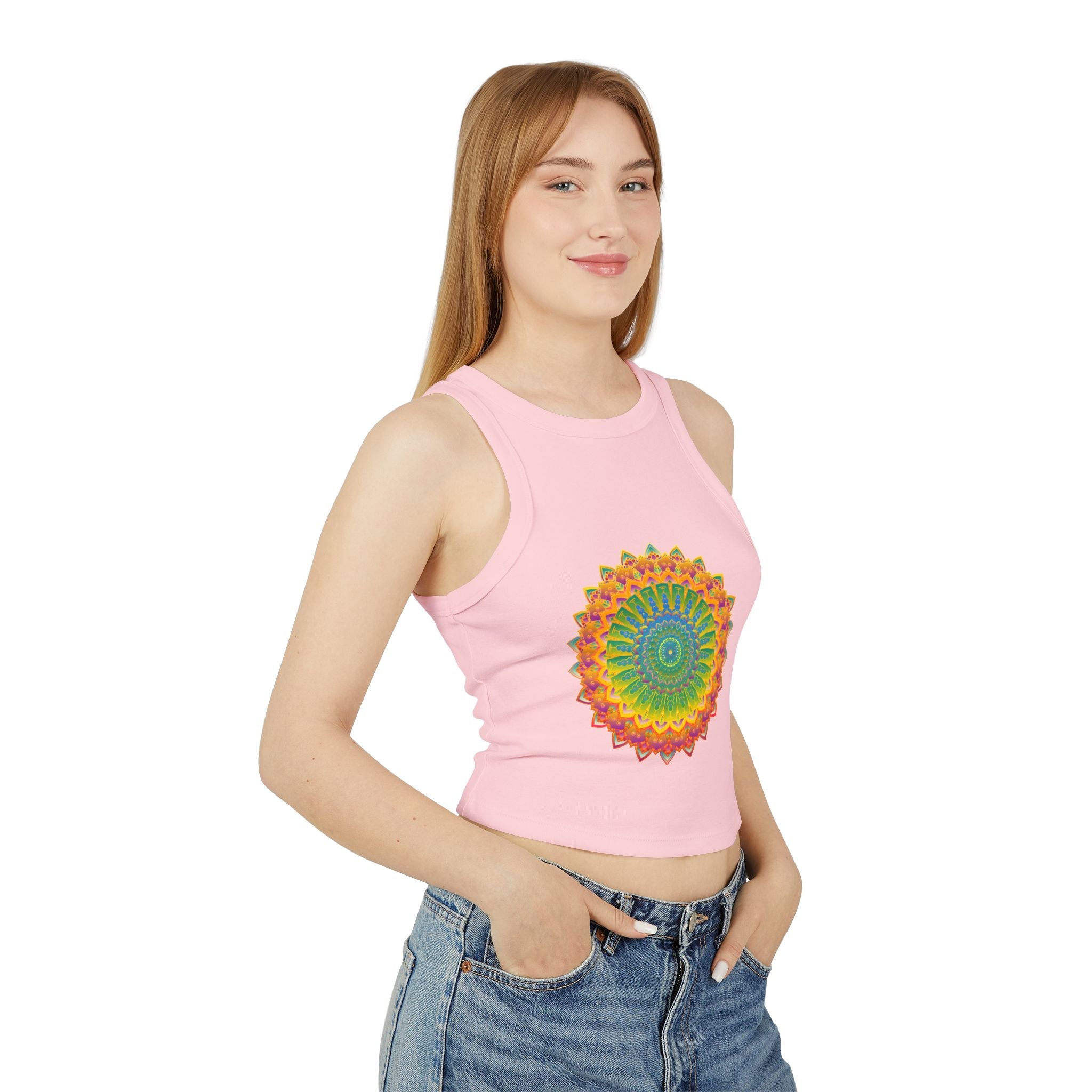 Vibrant Mandala Racerback Tank Top Tank Top - Blululi