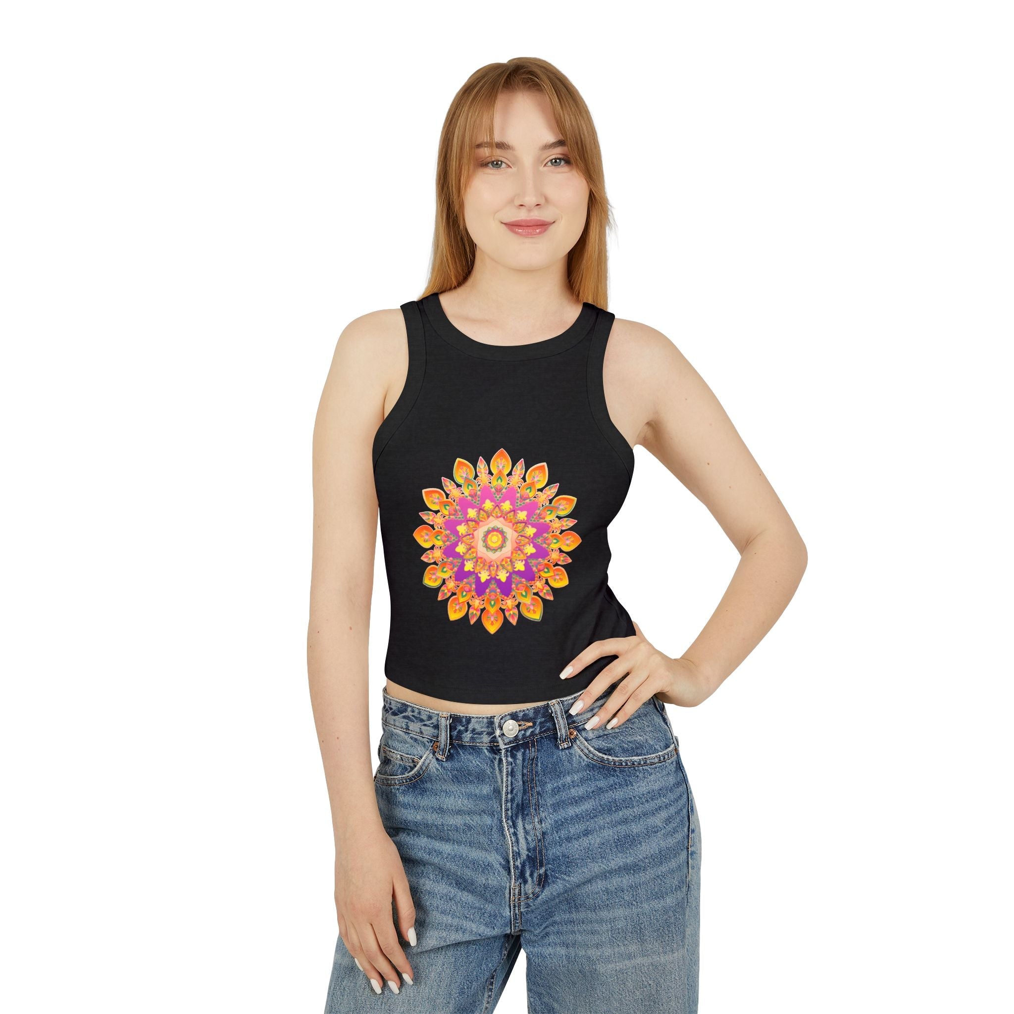 Vibrant Mandala Racerback Tank Top Tank Top - Blululi