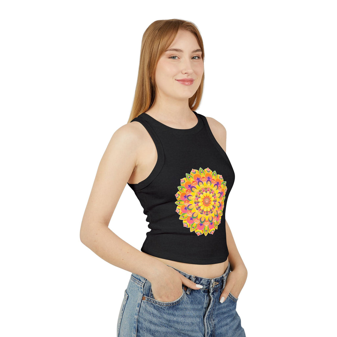 Vibrant Mandala Racerback Tank Top Tank Top - Blululi